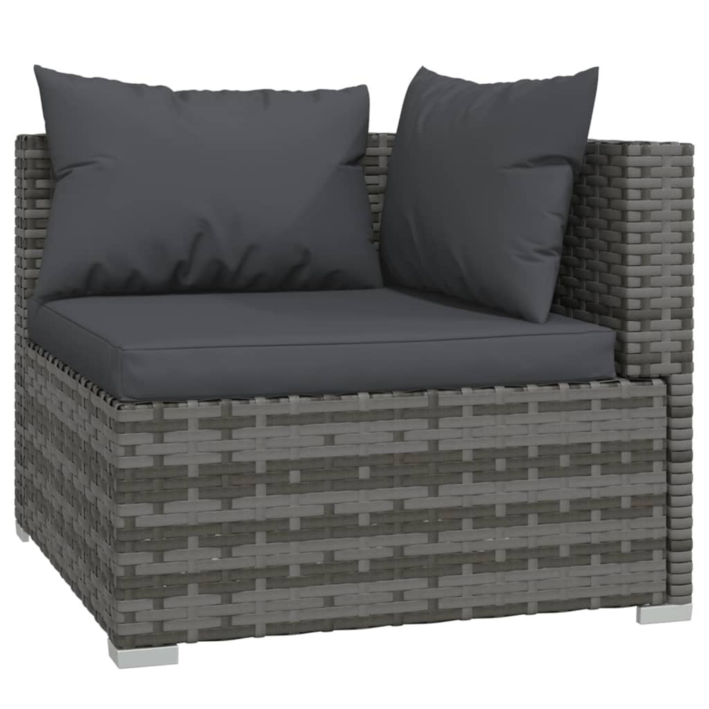 9 Piece Poly Rattan Outdoor Sectional Sofa Set with Anthracite Cushions Steel Frame F95321