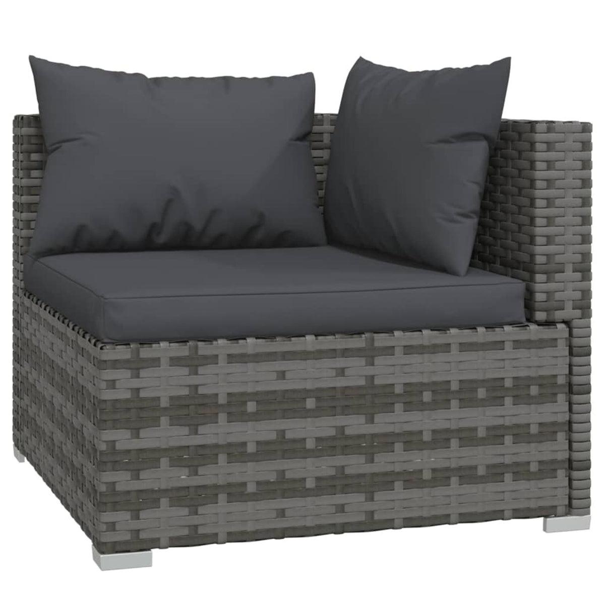 9 Piece Poly Rattan Outdoor Sectional Sofa Set with Anthracite Cushions Steel Frame F95321