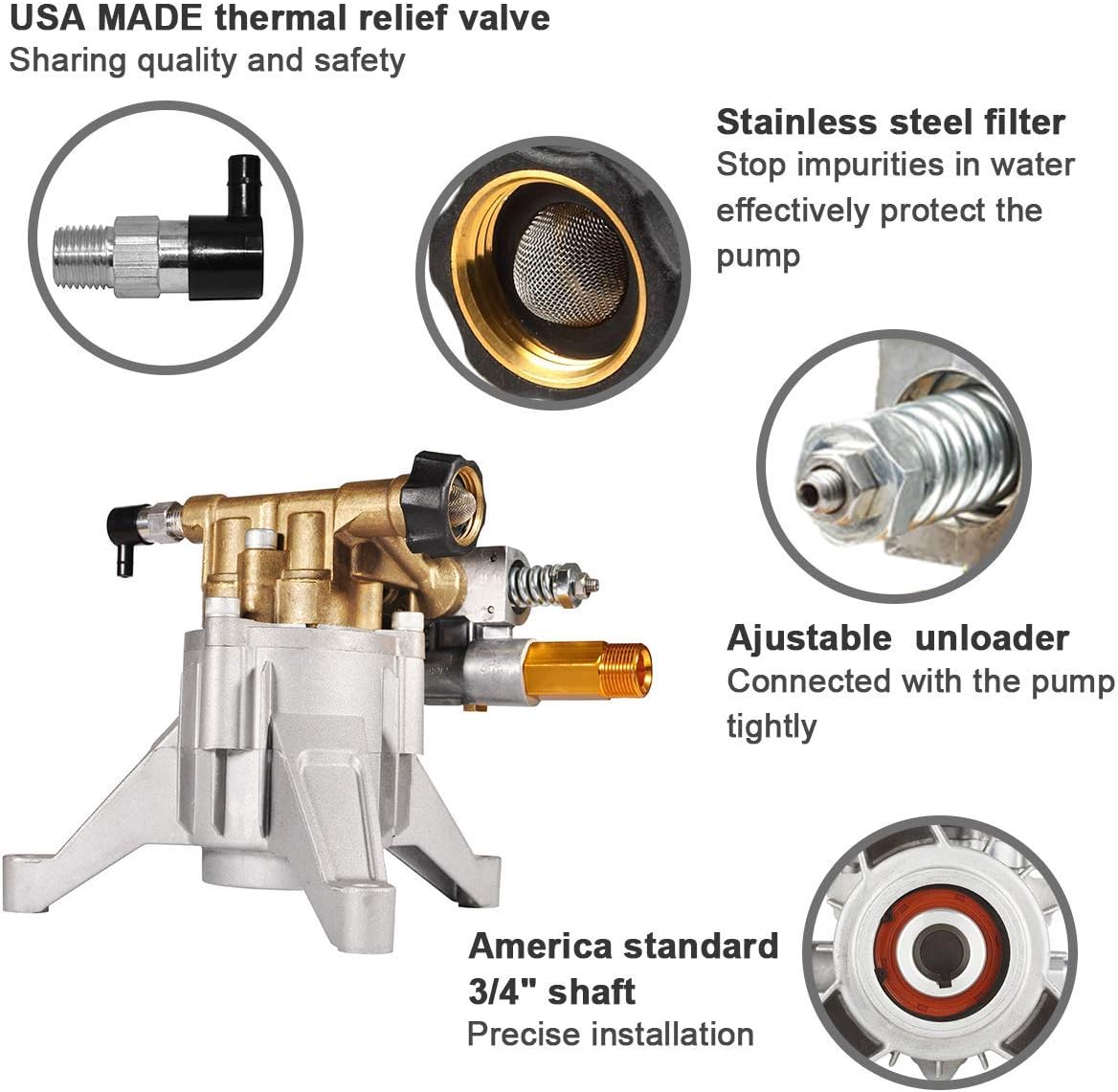 7/8 Shaft Vertical Pressure Washer Pump, Max 3200 PSI @ 2.5 GPM, Pack of 2 D6725