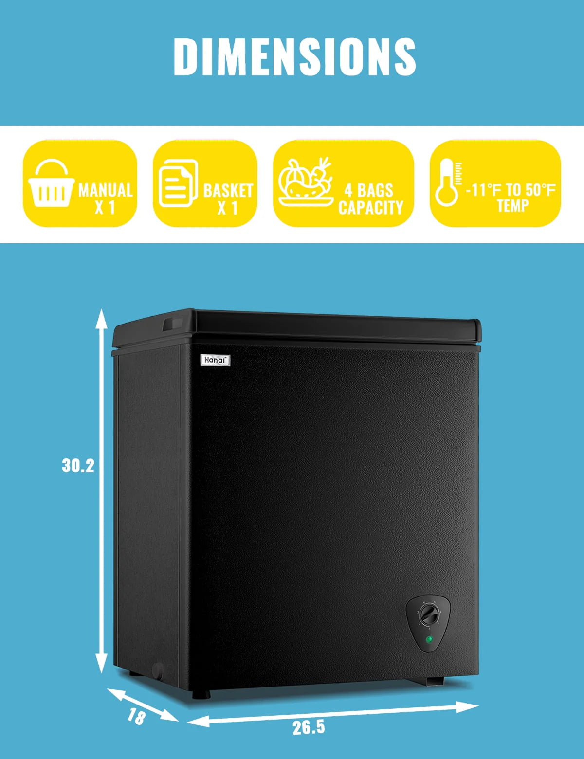 3.5 Cubic Feet White Chest Freezer H291