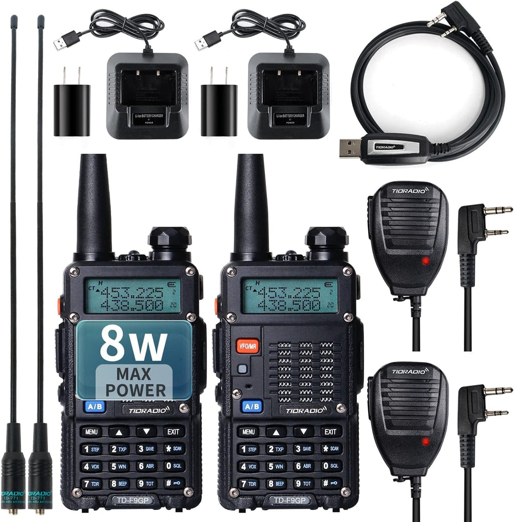 Handheld High Power 2 Way Radio with Programming Cable 2Pack Black Y27755