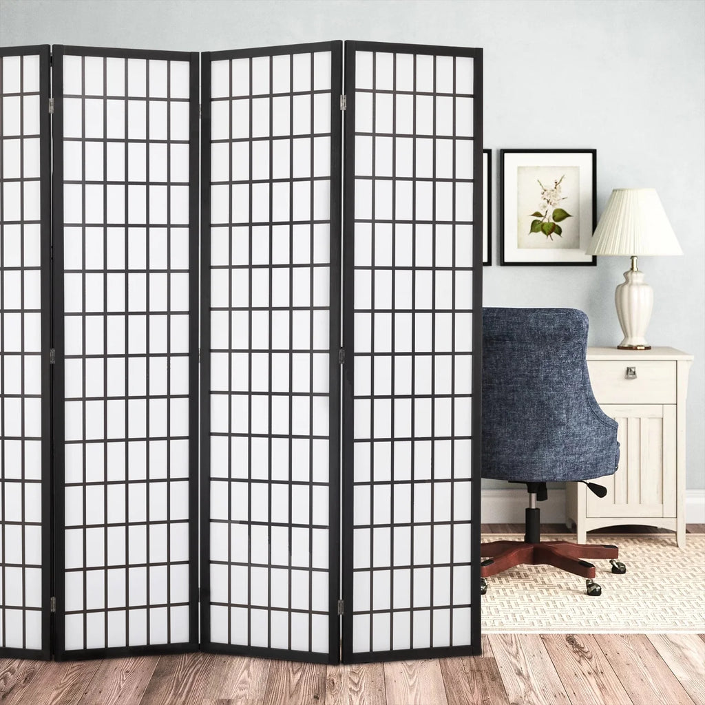 White 4 Panel Wood Room Divider J497202