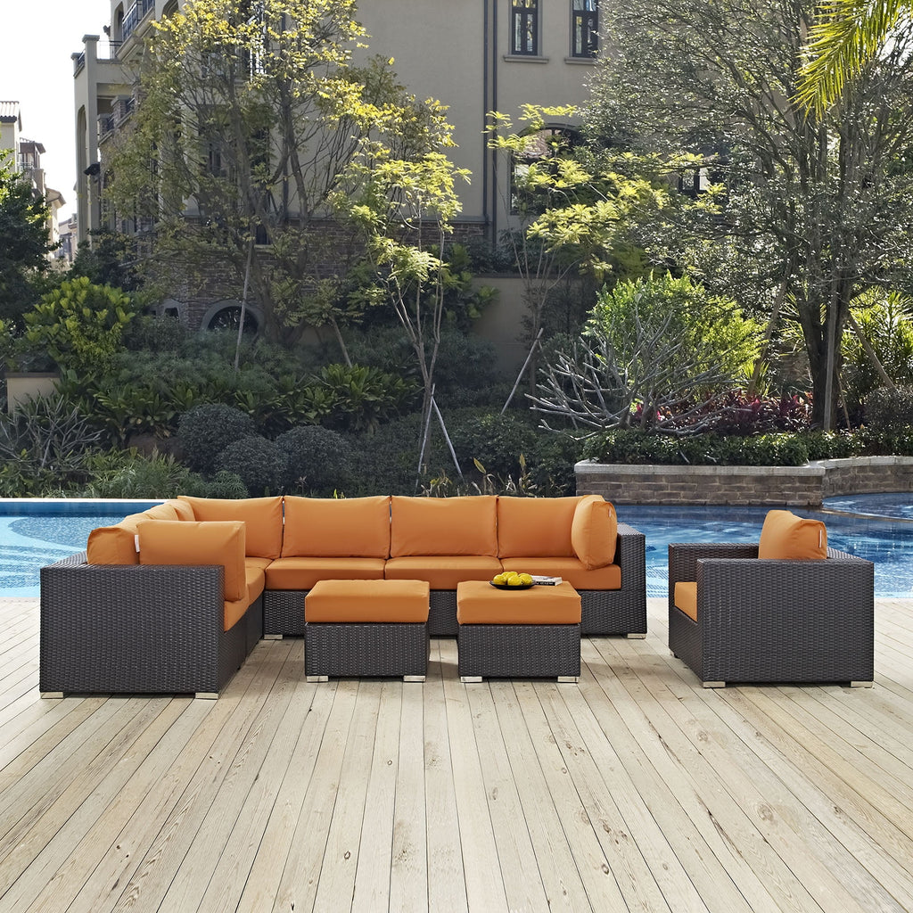 Nine PCS Rattan Sectional Sofa Set J842119