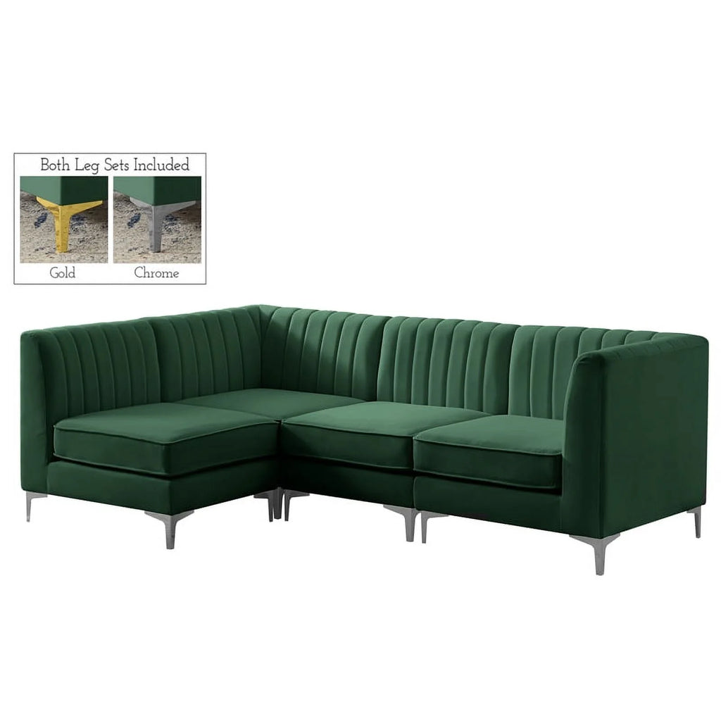 Green Velvet Modular Sectional V53332