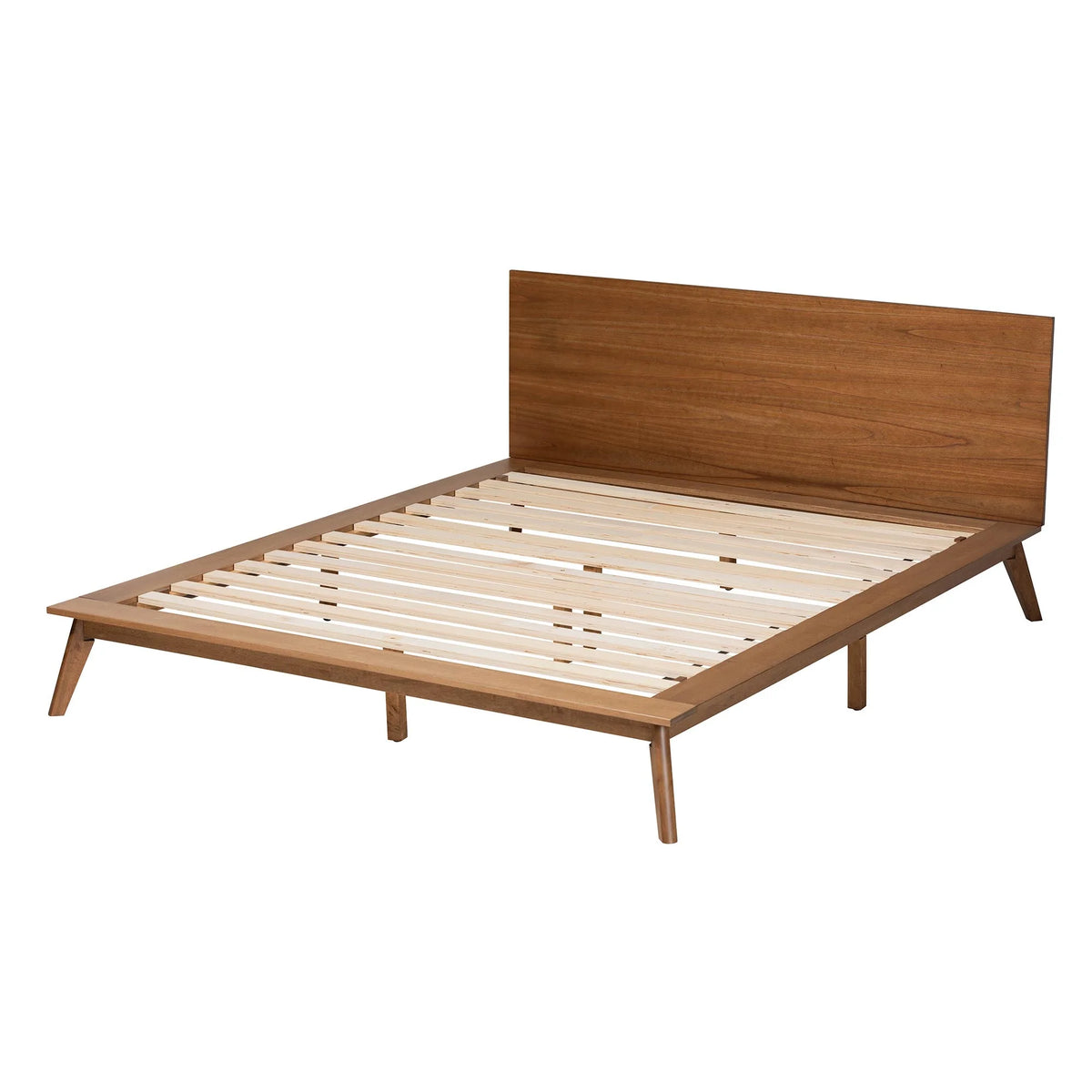 King Size Walnut Brown Wood Platform Bed Z33940