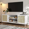 White Rattan TV Stand for 65 Inch TV D134