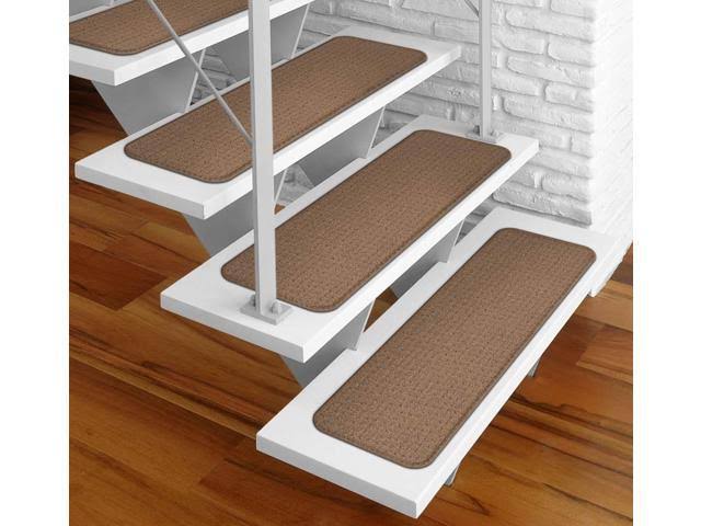Set of 15 Adhesive Carpet Stair Treads - Toffee Brown - 8 in. x 30 in. O974