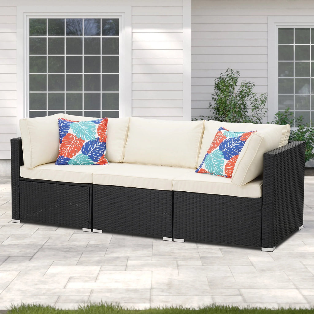 3 Pcs Beige Outdoor Patio Sofa Set T60368