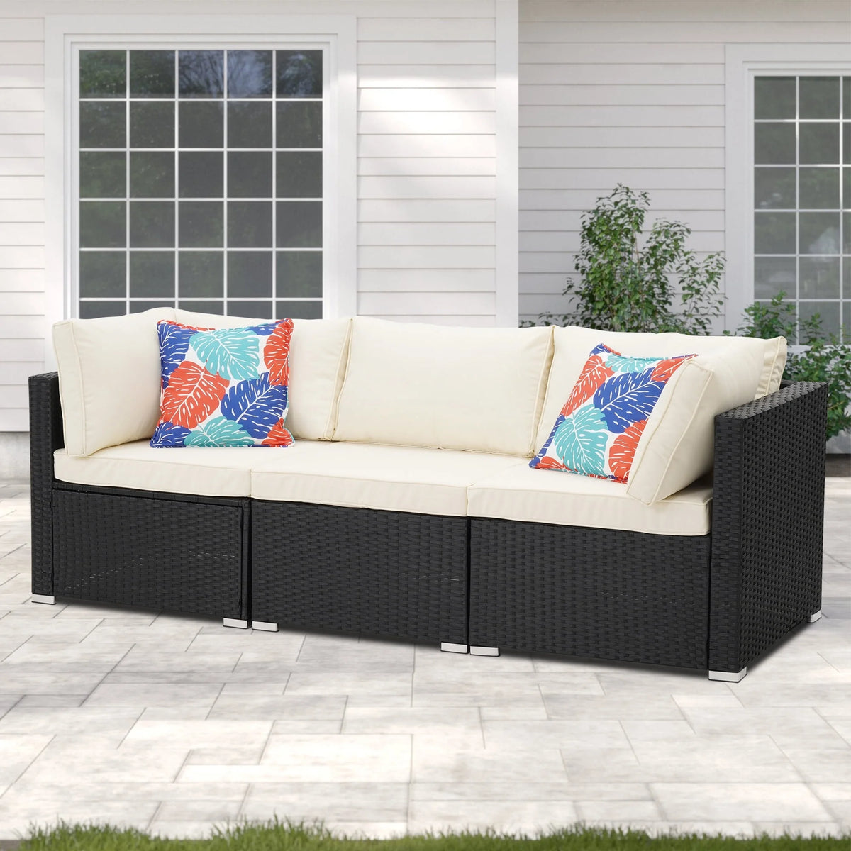 3 Pcs Beige Outdoor Patio Sofa Set T60368