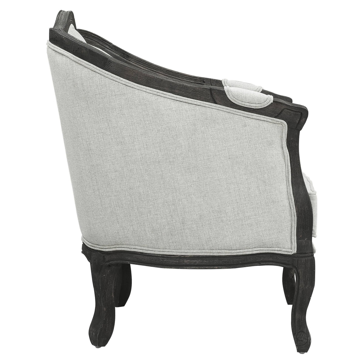 Linen Loveseat with Wooden Leg and 2 Pillows F89013