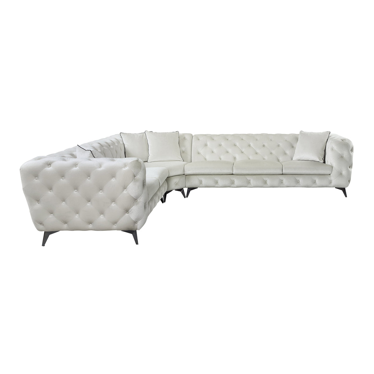Beige Sectional Sofa with 4 Pillows V1823