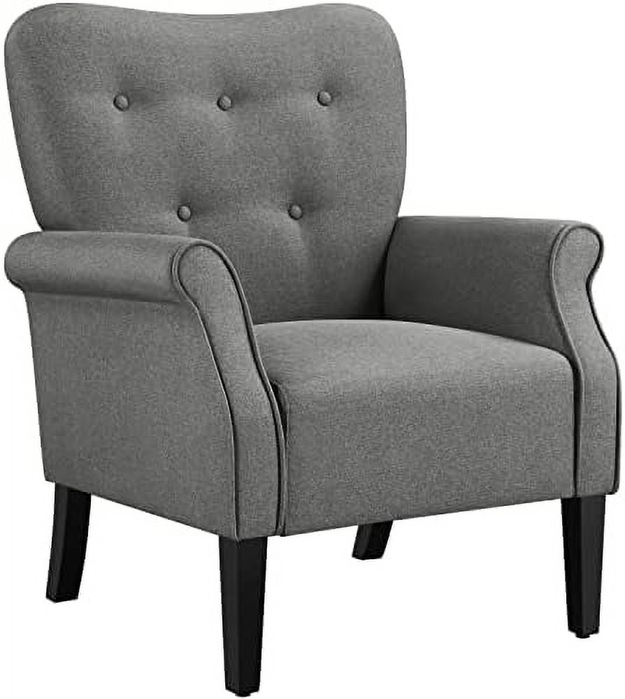 Modern PU Leather Accent Chair with Wood Legs and High Back W649420