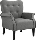 Modern PU Leather Accent Chair with Wood Legs and High Back W649420