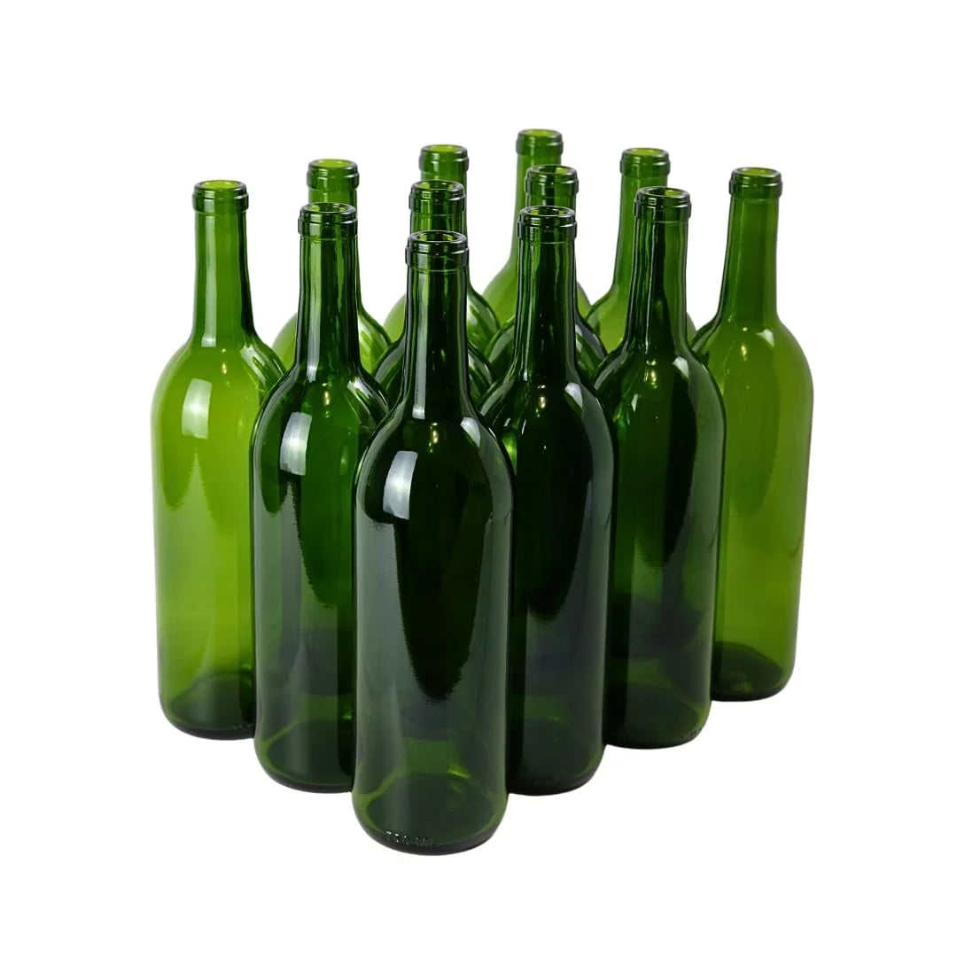 750 Ml Green Wine Bottles (Pack Of 12) O642469