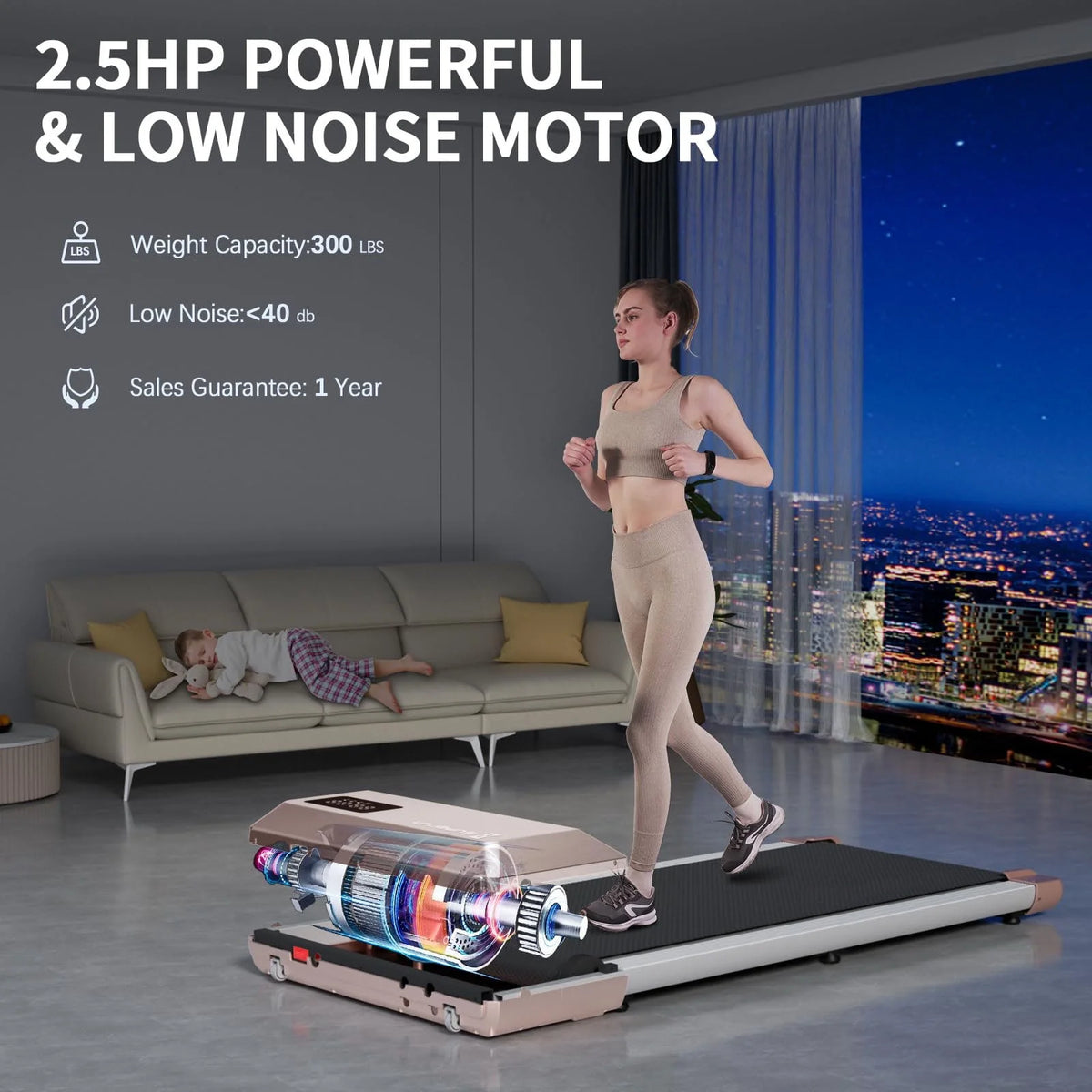 2.5Hp Ultra-Quiet Walking Pad Treadmill with Remote Control O1964