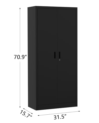 Metal Storage Cabinet with Lock, 4 Adjustable Shelves D187262