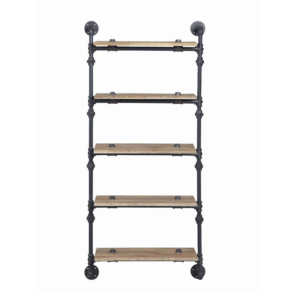 Oak and Sandy Black 5 Shelf Wall Rack Z52498
