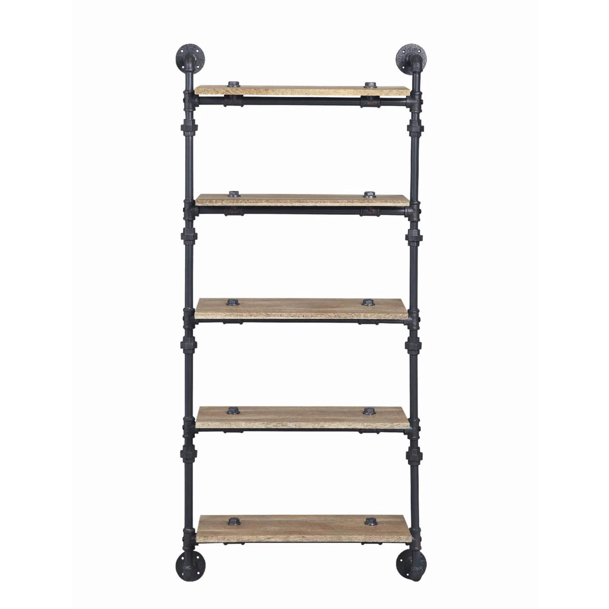 Oak and Sandy Black 5 Shelf Wall Rack Z52498