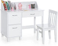 Kids Wooden Desk and Chair Set with Drawer & Storage Cabinets T7432