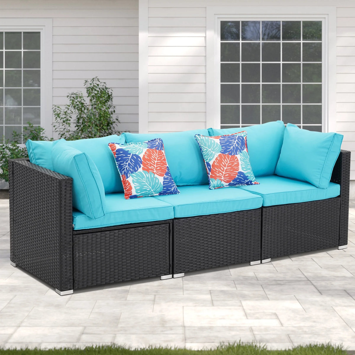 3 Pcs Beige Outdoor Patio Sofa Set T60368
