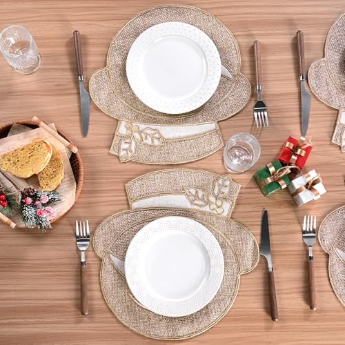 Set of 4 Burlap Christmas Placemats I150491