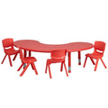 5 Piece Half Moon Activity Table Set in Red G1133
