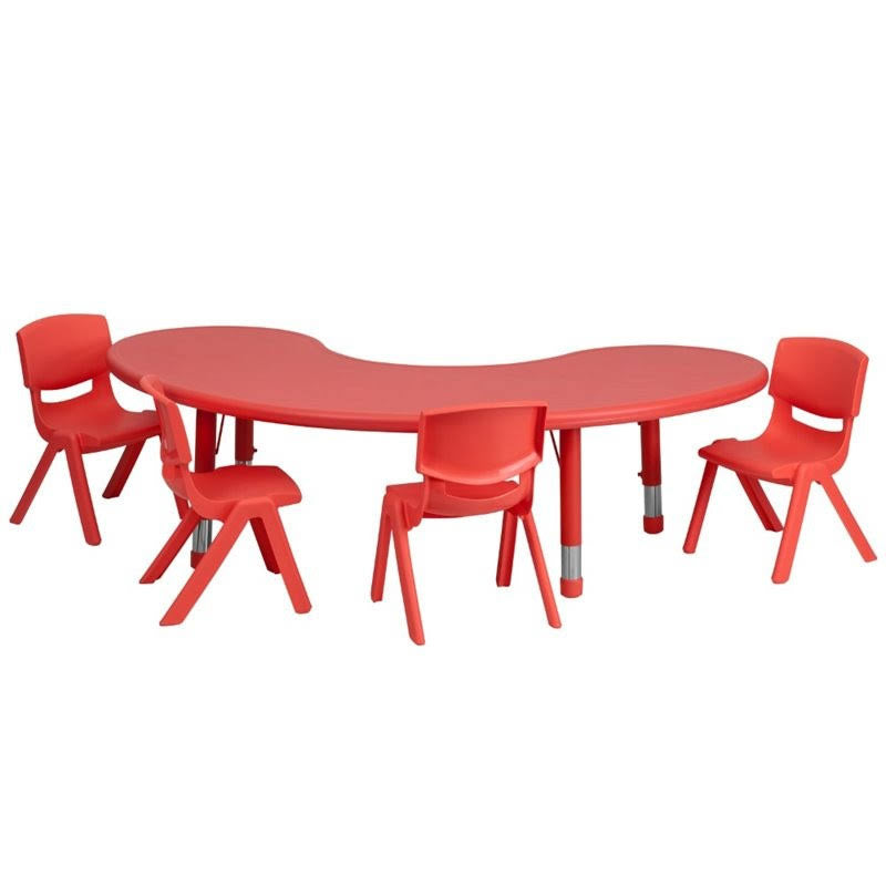 5 Piece Half Moon Activity Table Set in Red G1133