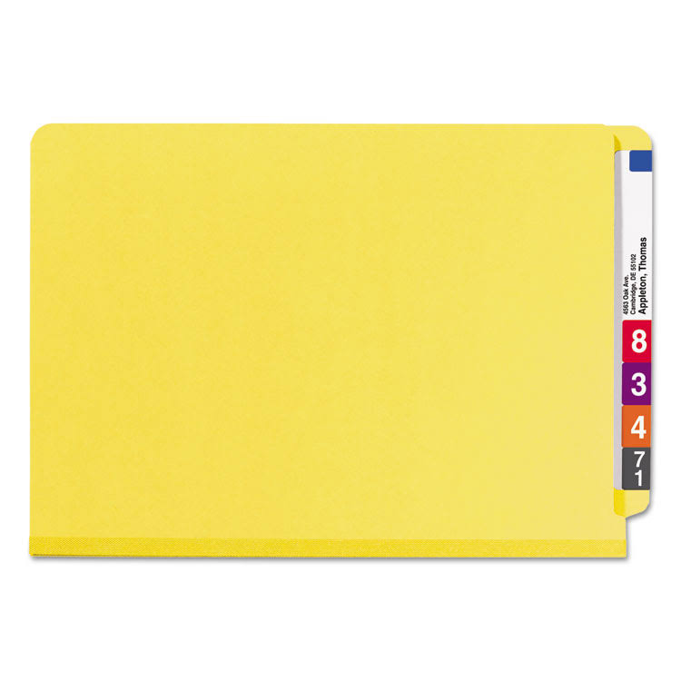 End Tab Classification Folders, Legal Size, 2 Dividers, Yellow, 10/Box Q1985