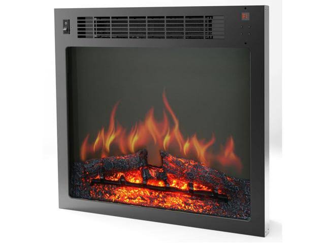 White Fireplace Mantel with Electronic Fireplace Insert O846557