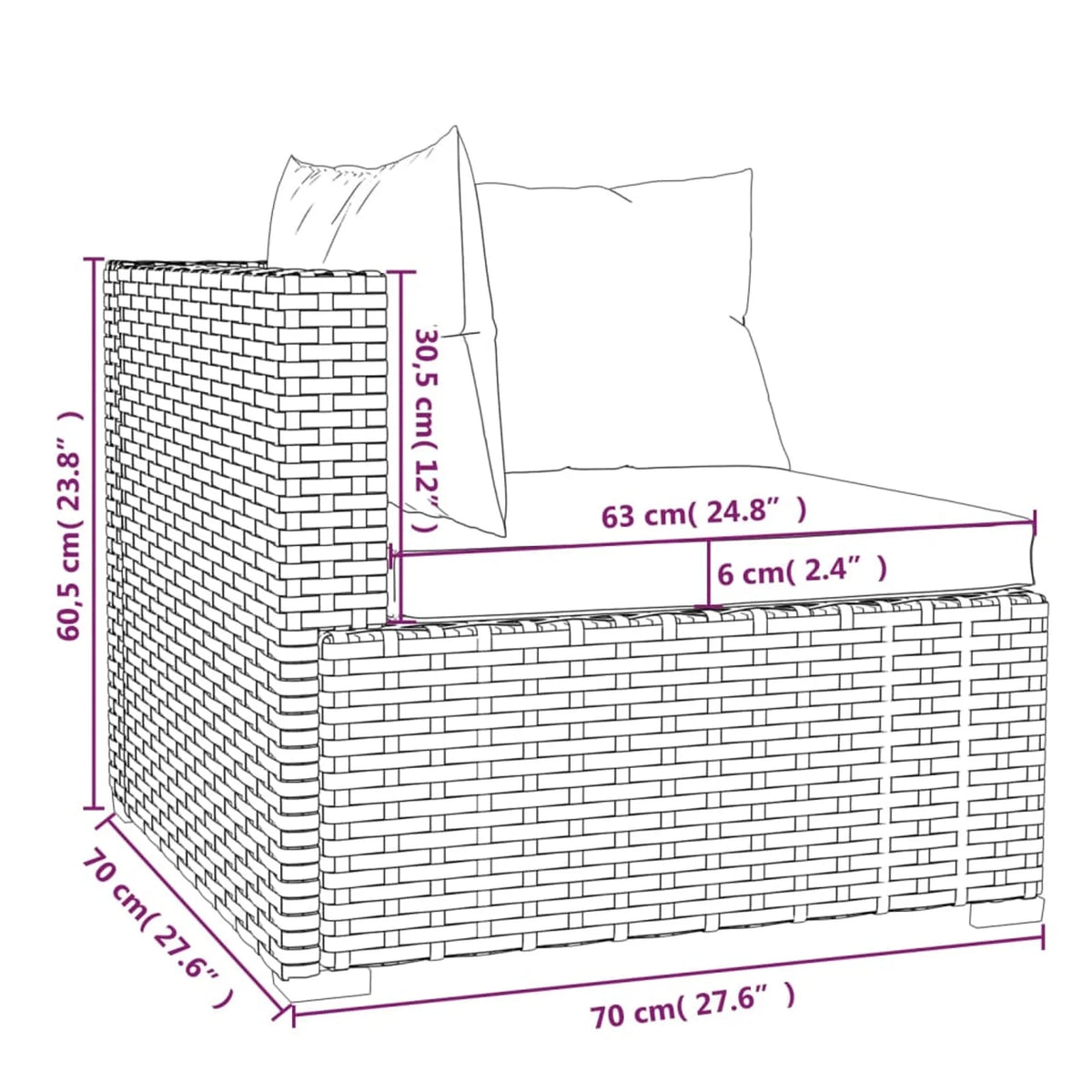 9 Piece Poly Rattan Outdoor Sectional Sofa Set with Anthracite Cushions Steel Frame F95321