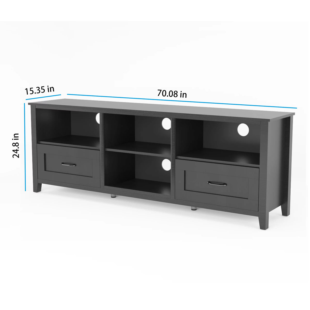 Black TV Stand with 2 Drawers and 4 Storage Compartments C195