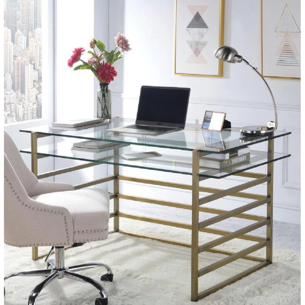 Antique Gold Clear Glass Desk Q666809