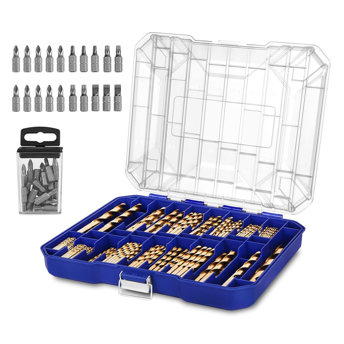 276 Piece Titanium Twist Drill Bit Set with S2 Bits, High Speed Steel Z62824