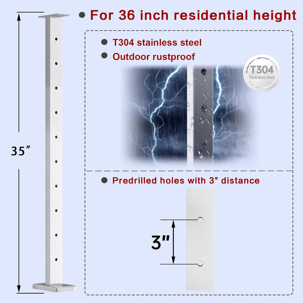Stainless Steel Brushed Pre-Drilled Posts B6335