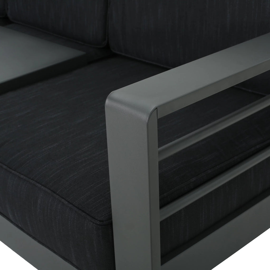 3 Seater Aluminum Loveseat Sofa with Tray X26147