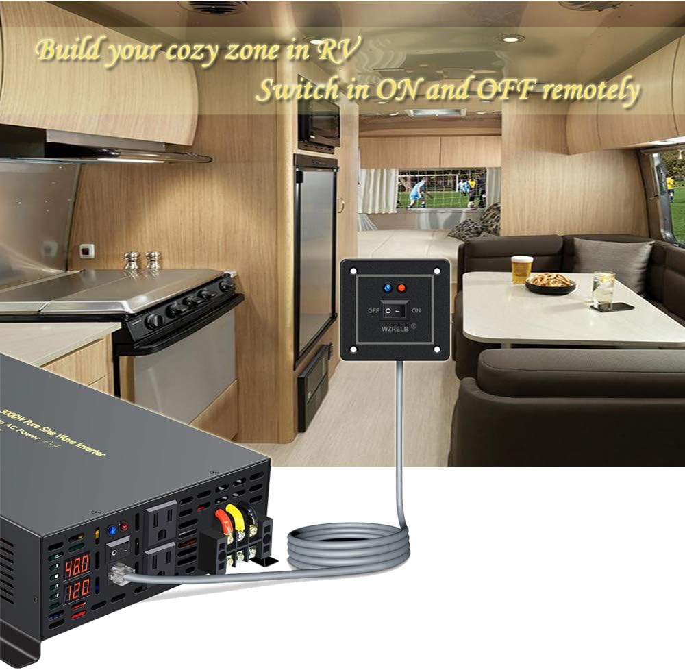 3000Watt 48V DC to 110V 120V Pure Sine Wave Power Inverter with Remote Control Dual AC Outlets and AC Hardwire Port U598815