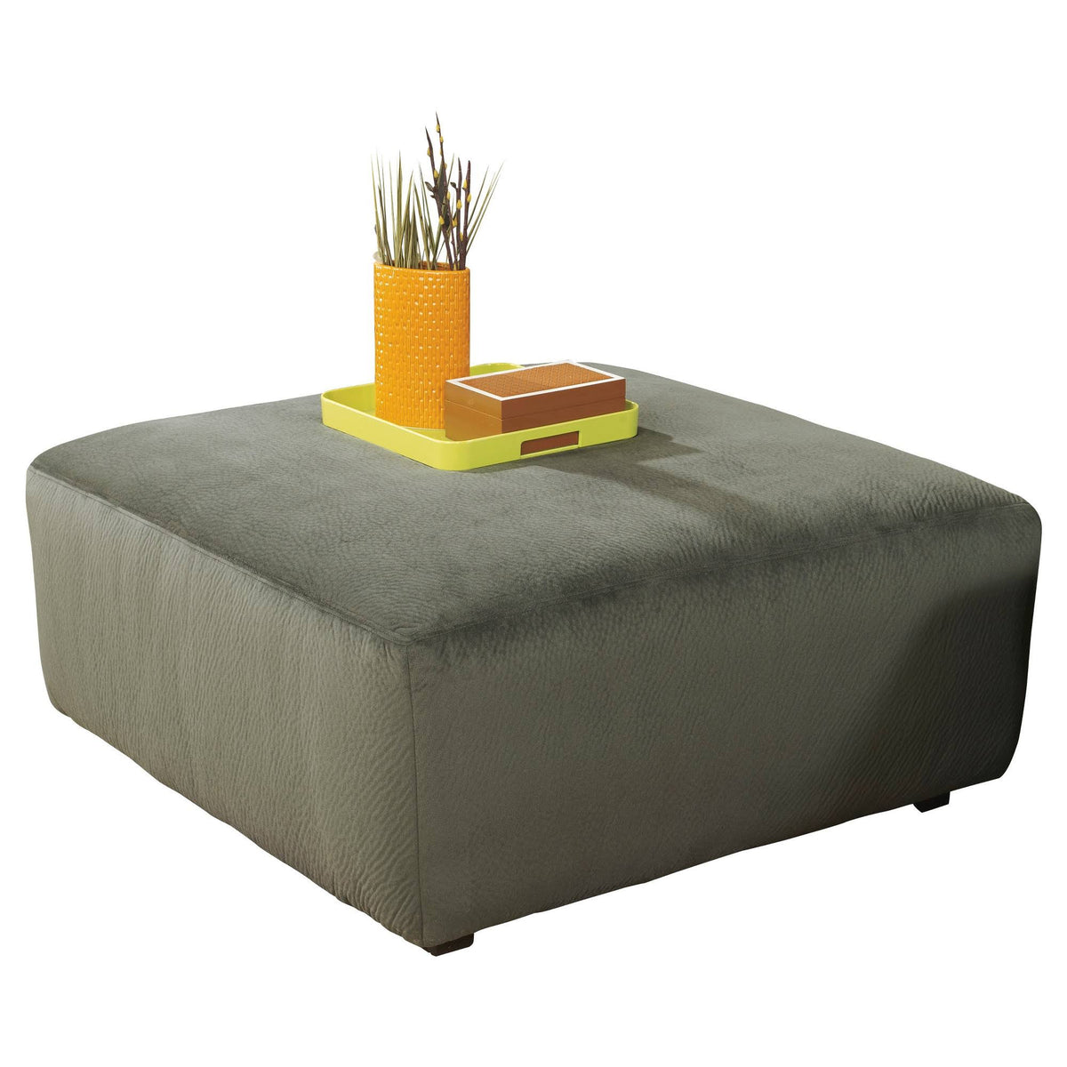 Oversized Pewter Accent Ottoman D32691