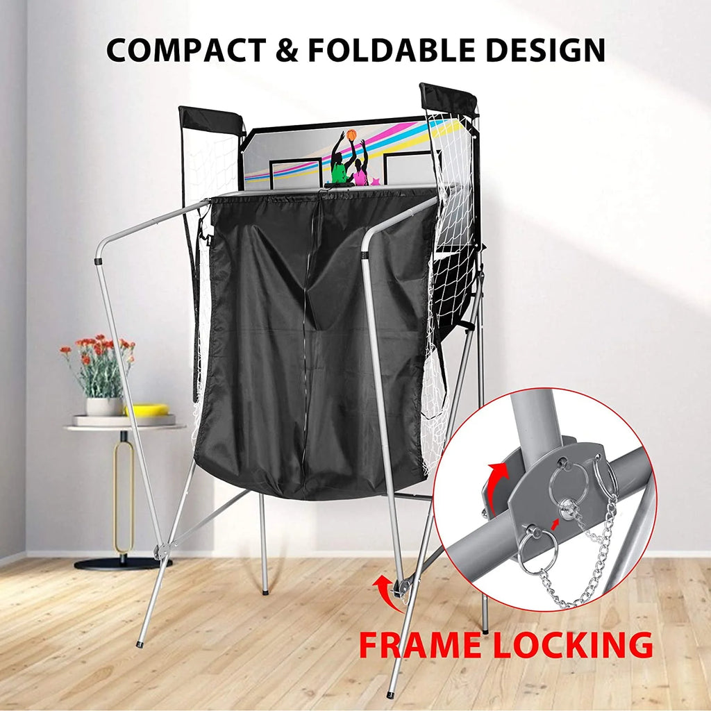 Foldable Arcade Basketball Game with 4 Balls and LED Scoring System I419084