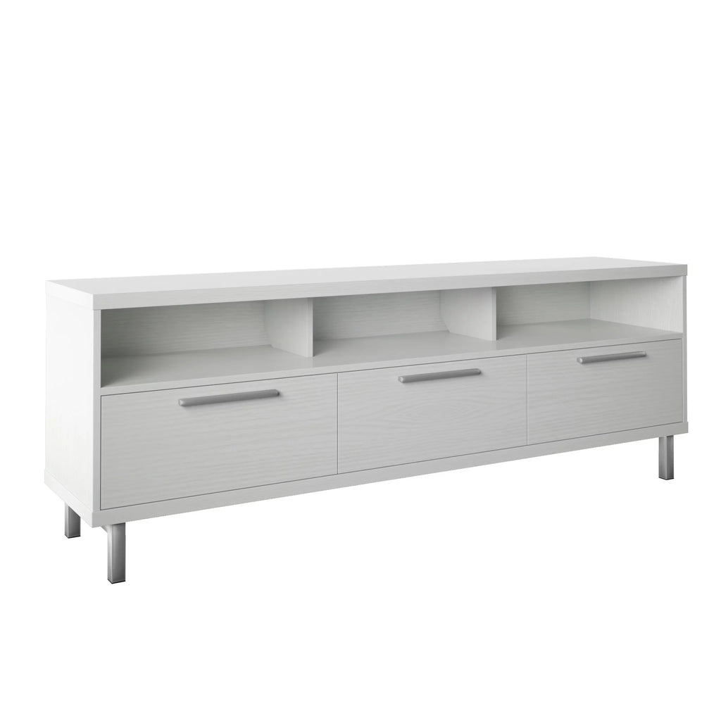 White Contemporary TV Stand with 3 Storage Drawers S753106