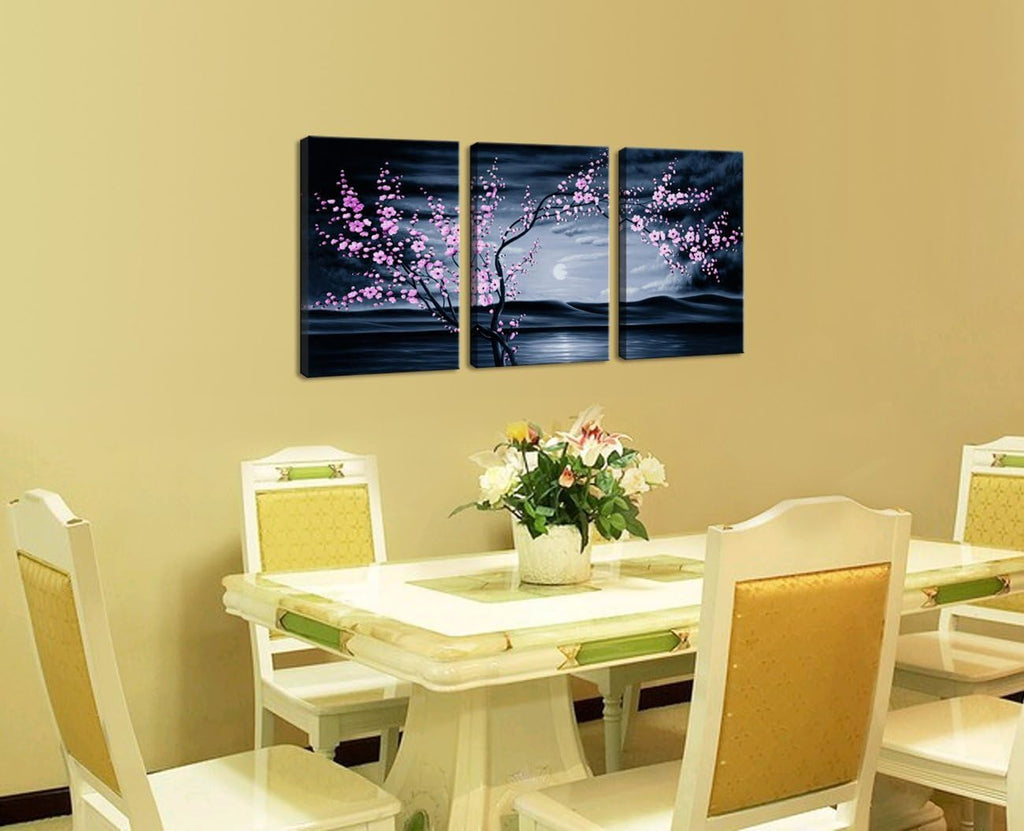3 Pieces Purple Plum Blossom Canvas Painting Wall Art L706404