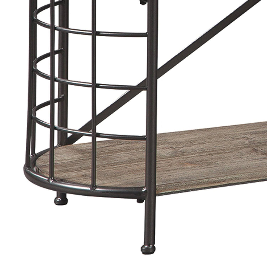 Brown and Black Wood and Metal Bookcase with 3 Open Shelves G665275