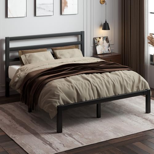 Black Full Size Metal Platform Bed Frame F977225