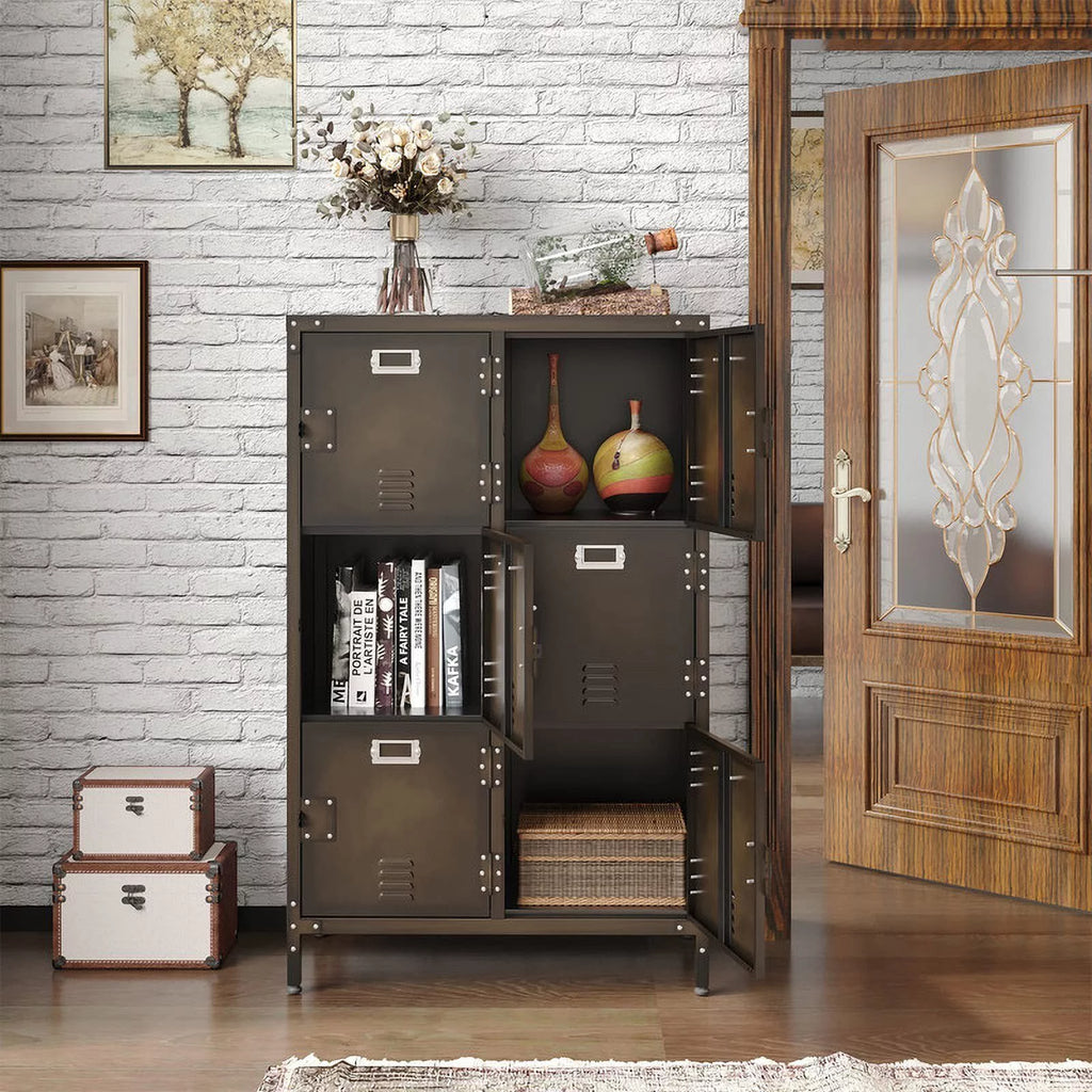 Metal Storage Locker with 6 Compartment Lockable Doors I19001