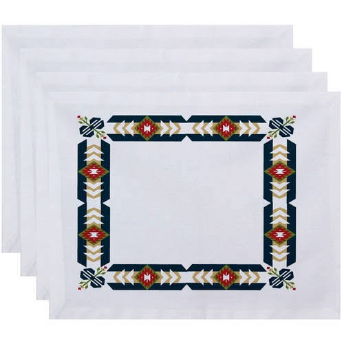 18 inch x 14 inch Geometric Print Placemats, Set of 4 V7466