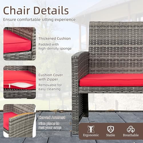 4 Piece Wicker Patio Furniture Set with Cushions H556295