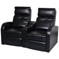 2-Seater Black Faux Leather Recliner Sofa with Cup Holder Y67774