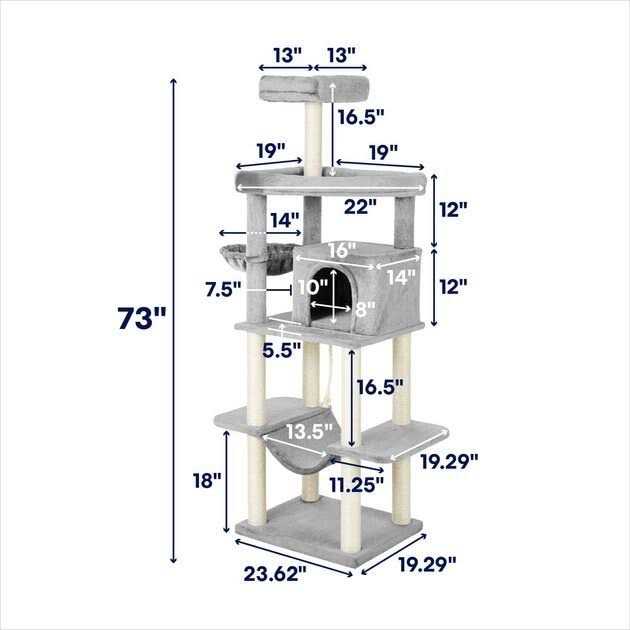 73-in Cat Tree with Hammock Condo and Bed E232358