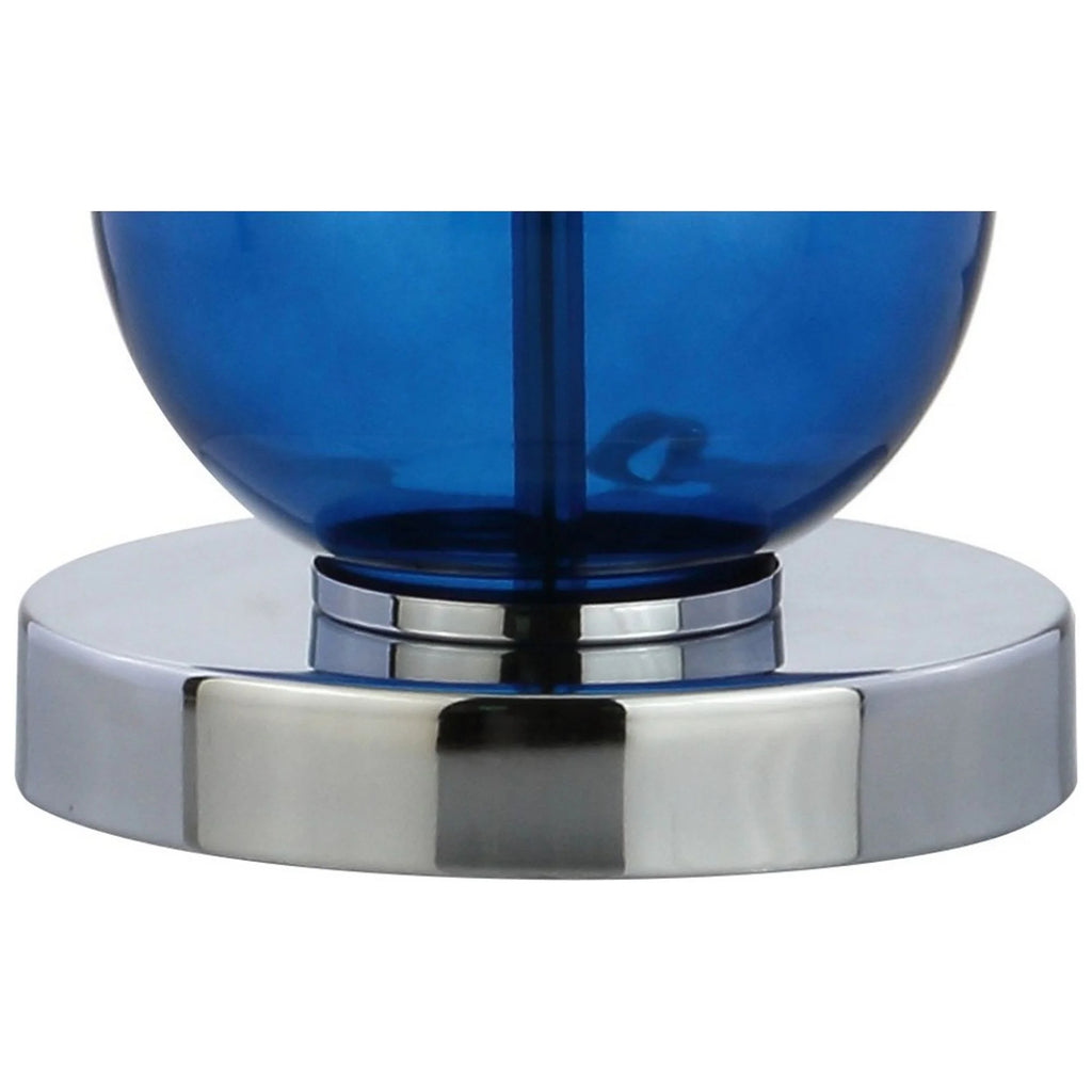 Cobalt Blue Chrome Glass LED Table Lamp Set of 2 K66455