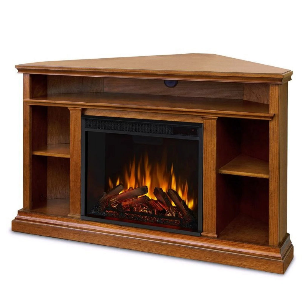 Oak Electric Corner Fireplace E861