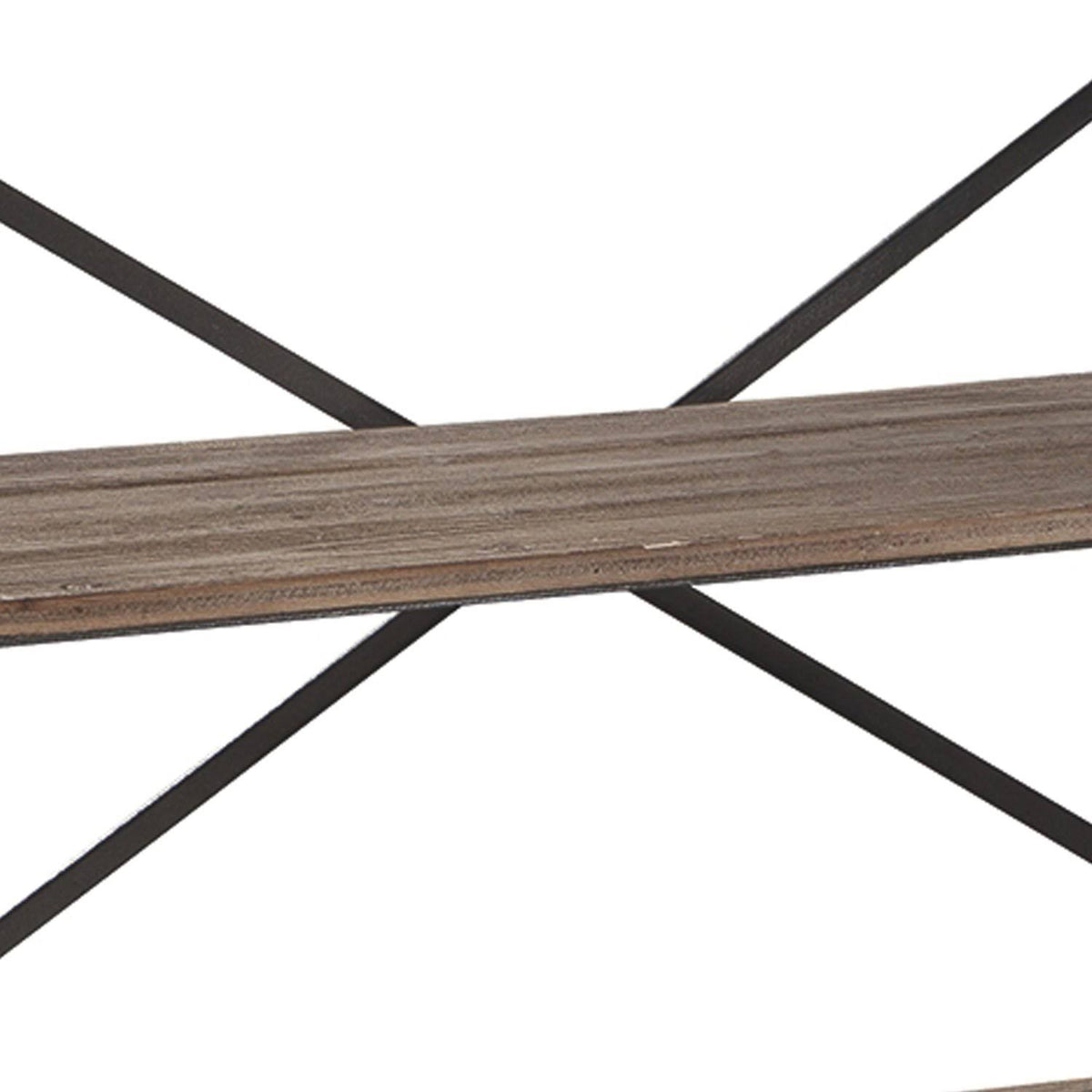 Brown and Black Wood and Metal Bookcase with 3 Open Shelves G665275